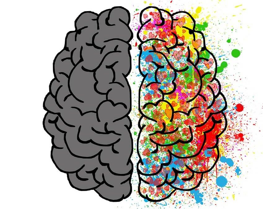 ilustración de dos mitades de cerebro que alude a la consulta de psicólogo online españa